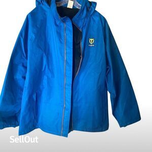 TideWe Unisex XL Blue Waterproof Hooded Rain Jacket Mid-Length Casual